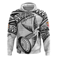 Custom Fiji Rugby Pacific Zip Hoodie Polynesian Palm Tattoo