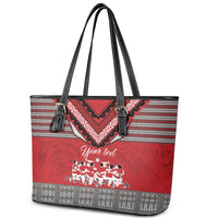 Personalised Tonga Rugby Pacific Leather Tote Bag Ikale Tahi Sipi Tau