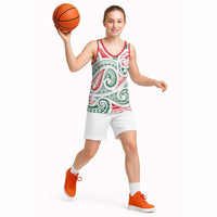 New Zealand Kowhaiwhai Christmas Basketball Jersey Traditional Maori Koru Pattern - Polynesian Pride