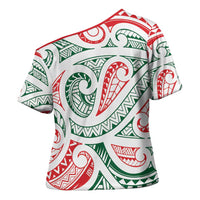 New Zealand Kowhaiwhai Christmas Cross Shoulder Shirt Traditional Maori Koru Pattern - Polynesian Pride