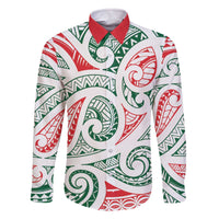 New Zealand Kowhaiwhai Christmas Family Matching Off The Shoulder Long Sleeve Dress and Hawaiian Shirt Traditional Maori Koru Pattern - Polynesian Pride