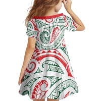 New Zealand Kowhaiwhai Christmas Family Matching Off Shoulder Short Dress and Hawaiian Shirt Traditional Maori Koru Pattern - Polynesian Pride