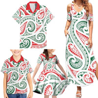 New Zealand Kowhaiwhai Christmas Family Matching Summer Maxi Dress and Hawaiian Shirt Traditional Maori Koru Pattern - Polynesian Pride