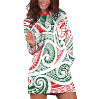 New Zealand Kowhaiwhai Christmas Hoodie Dress Traditional Maori Koru Pattern - Polynesian Pride