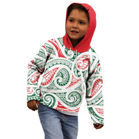 New Zealand Kowhaiwhai Christmas Kid Hoodie Traditional Maori Koru Pattern - Polynesian Pride