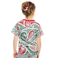 New Zealand Kowhaiwhai Christmas Kid T Shirt Traditional Maori Koru Pattern - Polynesian Pride