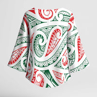 New Zealand Kowhaiwhai Christmas Kimono Sleeve Blouse Traditional Maori Koru Pattern - Polynesian Pride