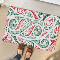 New Zealand Kowhaiwhai Christmas Rubber Doormat Traditional Maori Koru Pattern - Polynesian Pride