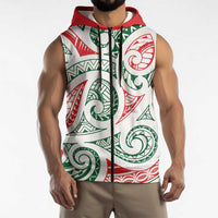 New Zealand Kowhaiwhai Christmas Sleeveless Zip Hoodie Traditional Maori Koru Pattern LT9 - Polynesian Pride