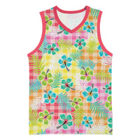 Hawaiian Palaka Basketball Jersey Hibiscus Palm Leaf Pattern LT9 Unisex Yellow - Polynesian Pride
