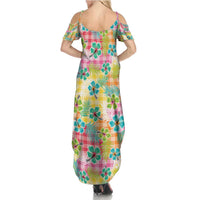 Hawaiian Palaka Family Matching Summer Maxi Dress and Hawaiian Shirt Hibiscus Palm Leaf Pattern - Polynesian Pride