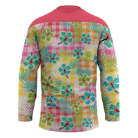 Hawaiian Palaka Hockey Jersey Hibiscus Palm Leaf Pattern LT9 - Polynesian Pride