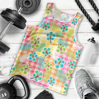Hawaiian Palaka Men Tank Top Hibiscus Palm Leaf Pattern - Polynesian Pride