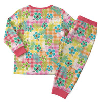 Hawaiian Palaka Christmas Pajama Set Hibiscus Palm Leaf Pattern LT9 - Polynesian Pride