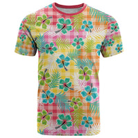 Hawaiian Palaka T Shirt Hibiscus Palm Leaf Pattern - Polynesian Pride