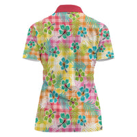 Hawaiian Palaka Women Polo Shirt Hibiscus Palm Leaf Pattern - Polynesian Pride