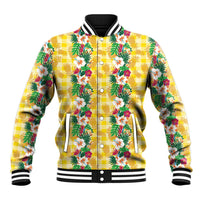 Hawaiian Palaka Baseball Jacket Hibiscus Pineapple Lei LT9 Unisex Yellow - Polynesian Pride
