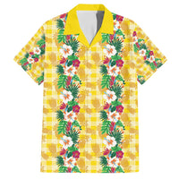 Hawaiian Palaka Family Matching Puletasi and Hawaiian Shirt Hibiscus Pineapple Lei LT9 Dad's Shirt - Short Sleeve Yellow - Polynesian Pride