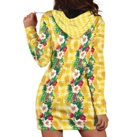 Hawaiian Palaka Hoodie Dress Hibiscus Pineapple Lei - Polynesian Pride
