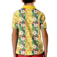 Hawaiian Palaka Kid Polo Shirt Hibiscus Pineapple Lei - Polynesian Pride