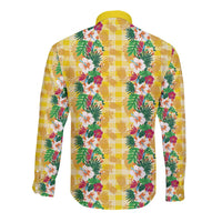 Hawaiian Palaka Long Sleeve Button Shirt Hibiscus Pineapple Lei LT9 - Polynesian Pride