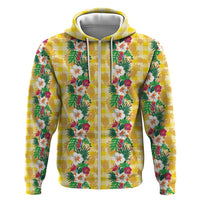 Hawaiian Palaka Zip Hoodie Hibiscus Pineapple Lei LT9 Zip Hoodie Yellow - Polynesian Pride
