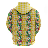Hawaiian Palaka Zip Hoodie Hibiscus Pineapple Lei LT9 - Polynesian Pride