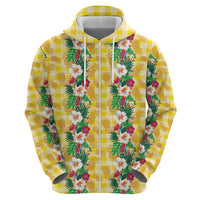 Hawaiian Palaka Zip Hoodie Hibiscus Pineapple Lei LT9 - Polynesian Pride