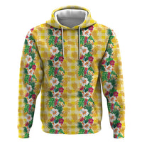 Hawaiian Palaka Zip Hoodie Hibiscus Pineapple Lei LT9 Pullover Hoodie Yellow - Polynesian Pride