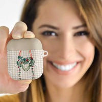 Brown Hawaiian Palaka AirPods Case Kukui Nut Money Lei - Polynesian Pride