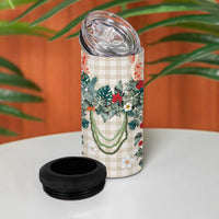 Brown Hawaiian Palaka 4 in 1 Can Cooler Tumbler Kukui Nut Money Lei - Polynesian Pride