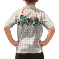 Brown Hawaiian Palaka Family Matching Puletasi and Hawaiian Shirt Kukui Nut Money Lei - Polynesian Pride