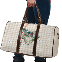Brown Hawaiian Palaka Travel Bag Kukui Nut Money Lei - Polynesian Pride