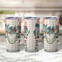 Brown Hawaiian Palaka Tumbler Cup Kukui Nut Money Lei - Polynesian Pride