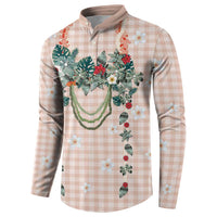 Peach Hawaiian Palaka Button Sweatshirt Kukui Nut Money Lei LT9 - Polynesian Pride