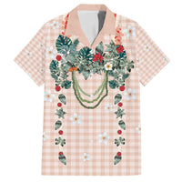 Peach Hawaiian Palaka Family Matching Puletasi and Hawaiian Shirt Kukui Nut Money Lei - Polynesian Pride
