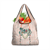 Peach Hawaiian Palaka Grocery Bag Kukui Nut Money Lei - Polynesian Pride