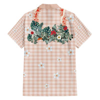 Peach Hawaiian Palaka Hawaiian Shirt Kukui Nut Money Lei - Polynesian Pride