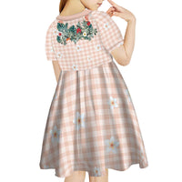 Peach Hawaiian Palaka Kid Short Sleeve Dress Kukui Nut Money Lei - Polynesian Pride