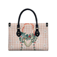 Peach Hawaiian Palaka Leather Bag Kukui Nut Money Lei - Polynesian Pride