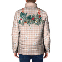 Peach Hawaiian Palaka Padded Jacket Kukui Nut Money Lei - Polynesian Pride