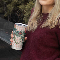 Peach Hawaiian Palaka Tumbler Cup Kukui Nut Money Lei - Polynesian Pride