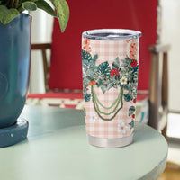 Peach Hawaiian Palaka Tumbler Cup Kukui Nut Money Lei - Polynesian Pride