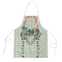 Sage Green Hawaiian Palaka Apron Kukui Nut Money Lei - Polynesian Pride