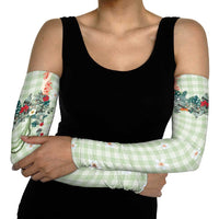 Sage Green Hawaiian Palaka Arm Sleeves Kukui Nut Money Lei - Polynesian Pride