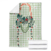 Sage Green Hawaiian Palaka Blanket Kukui Nut Money Lei - Polynesian Pride