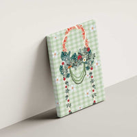 Sage Green Hawaiian Palaka Canvas Wall Art Kukui Nut Money Lei - Polynesian Pride