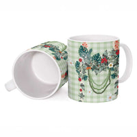 Sage Green Hawaiian Palaka Ceramic Mug Kukui Nut Money Lei - Polynesian Pride