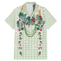 Sage Green Hawaiian Palaka Family Matching Mermaid Dress and Hawaiian Shirt Kukui Nut Money Lei - Polynesian Pride