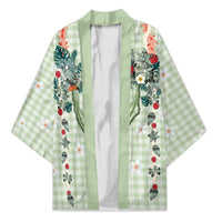 Sage Green Hawaiian Palaka Kimono Kukui Nut Money Lei LT9 Unisex Green - Polynesian Pride